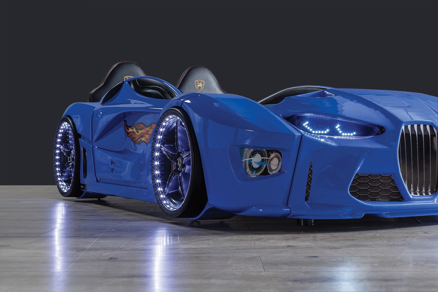 Infinite Zoom Blue 3FT Single Race Car Bed with LED Lights & Sounds
