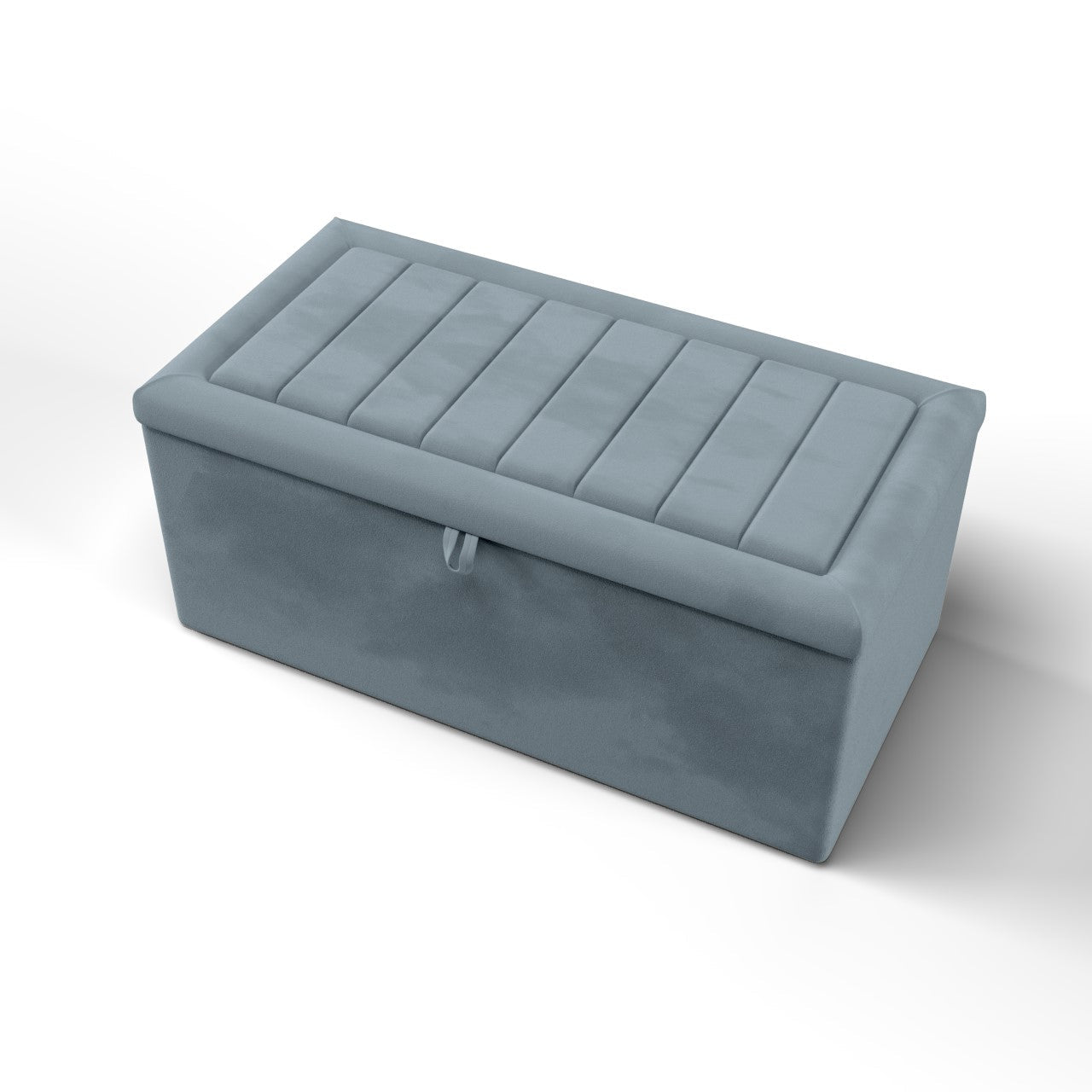 Vertical Panels Border Fabric Ottoman Storage Box