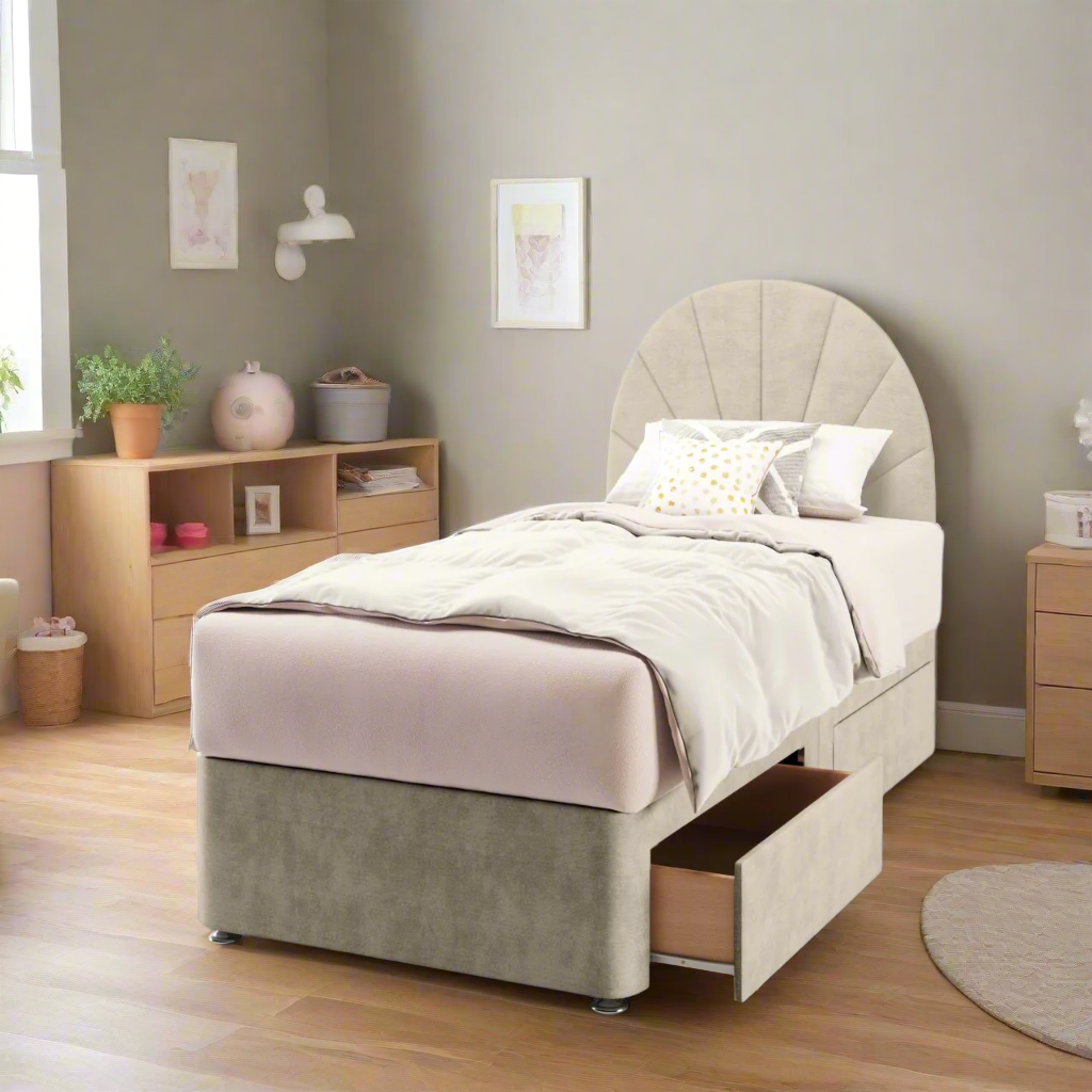 Half Moon Vertical Lines Headboard Divan Bed