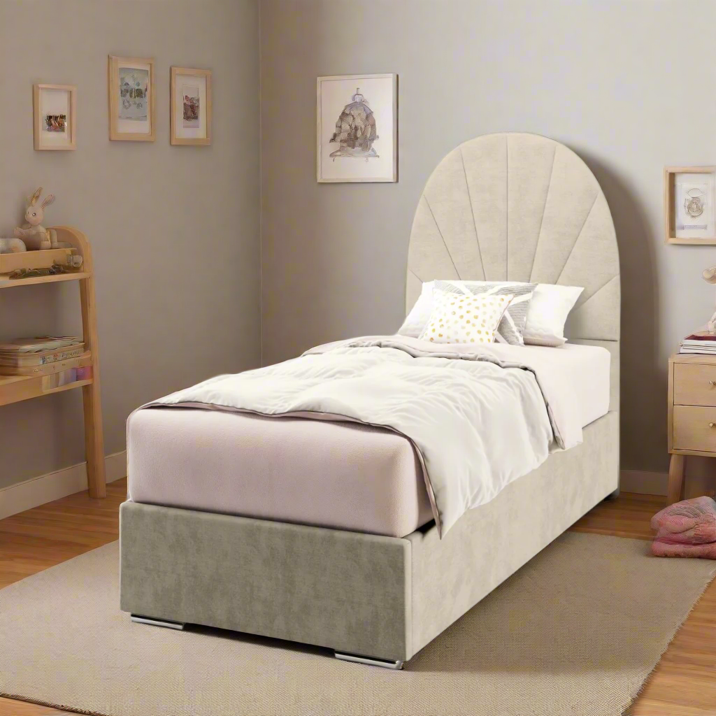 Half Moon Vertical Lines Headboard Frame Bed