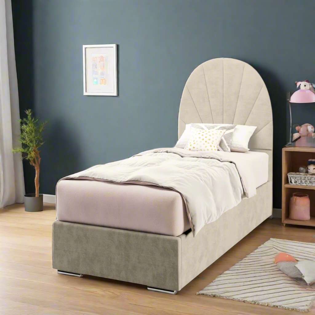 Half Moon Vertical Lines Headboard Frame Bed