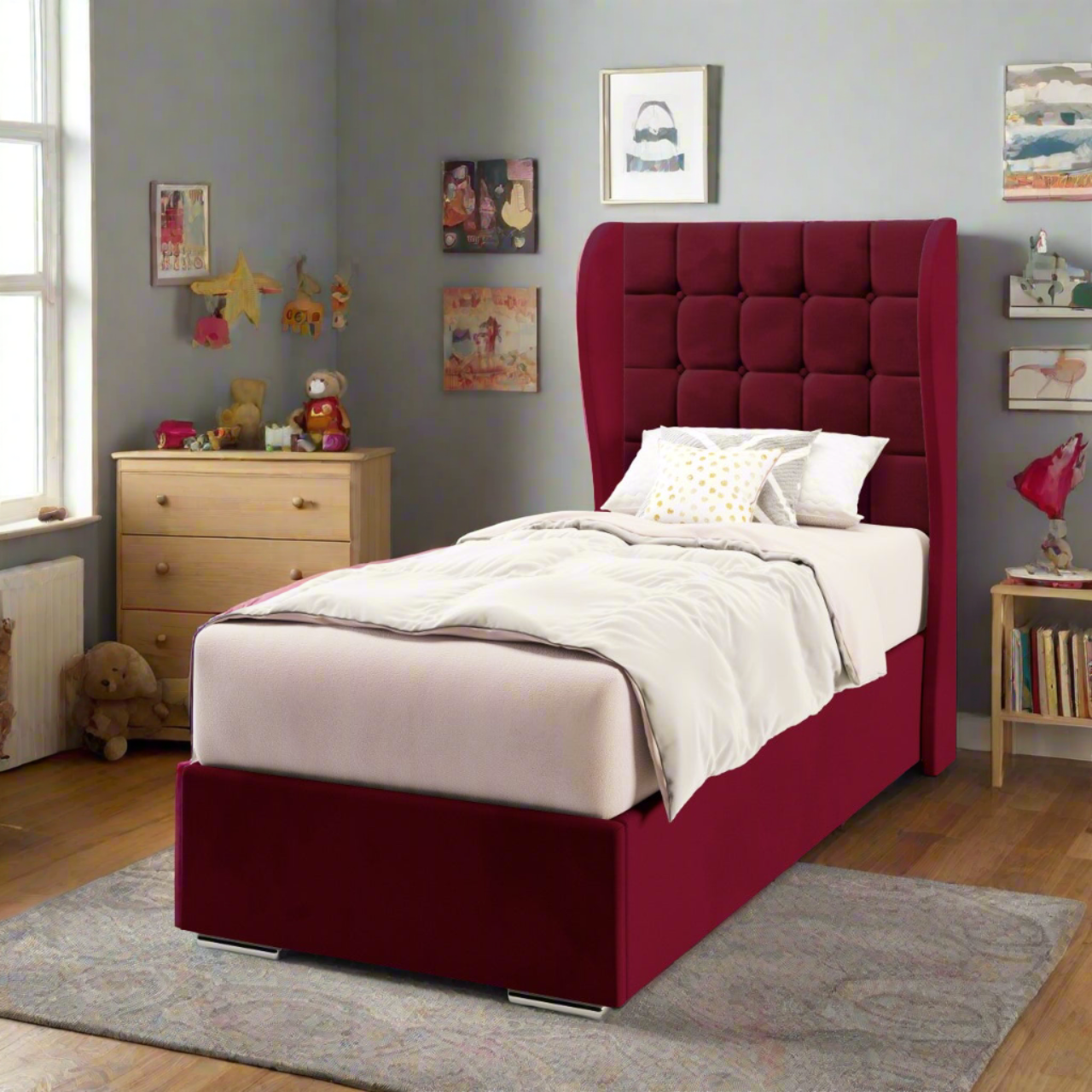 Large Cubic Middle Curve Wing Headboard Frame Bed