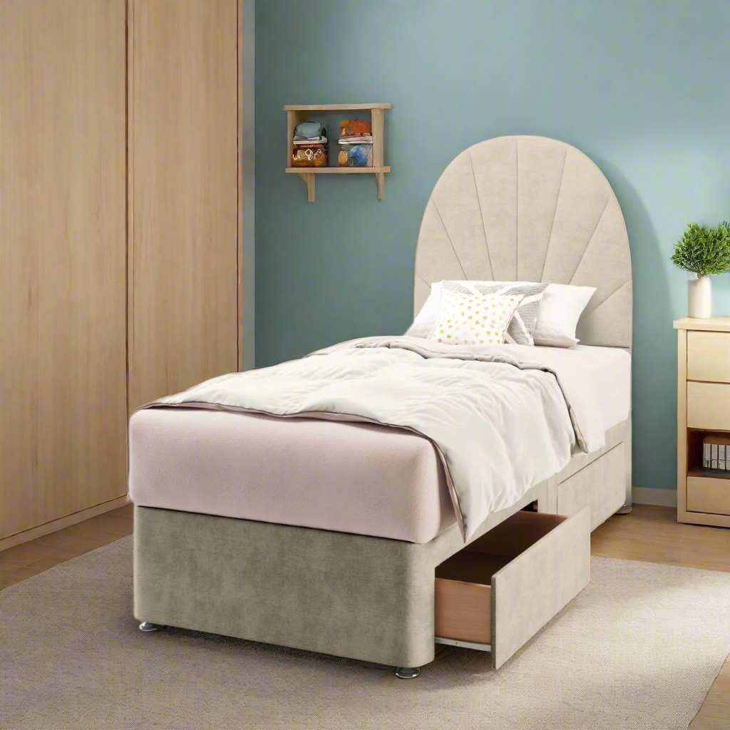 Half Moon Vertical Lines Headboard Divan Bed