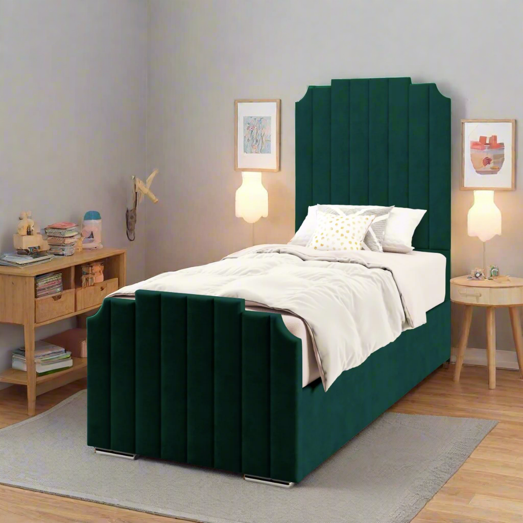 Art Deco Headboard Frame Bed & Footend