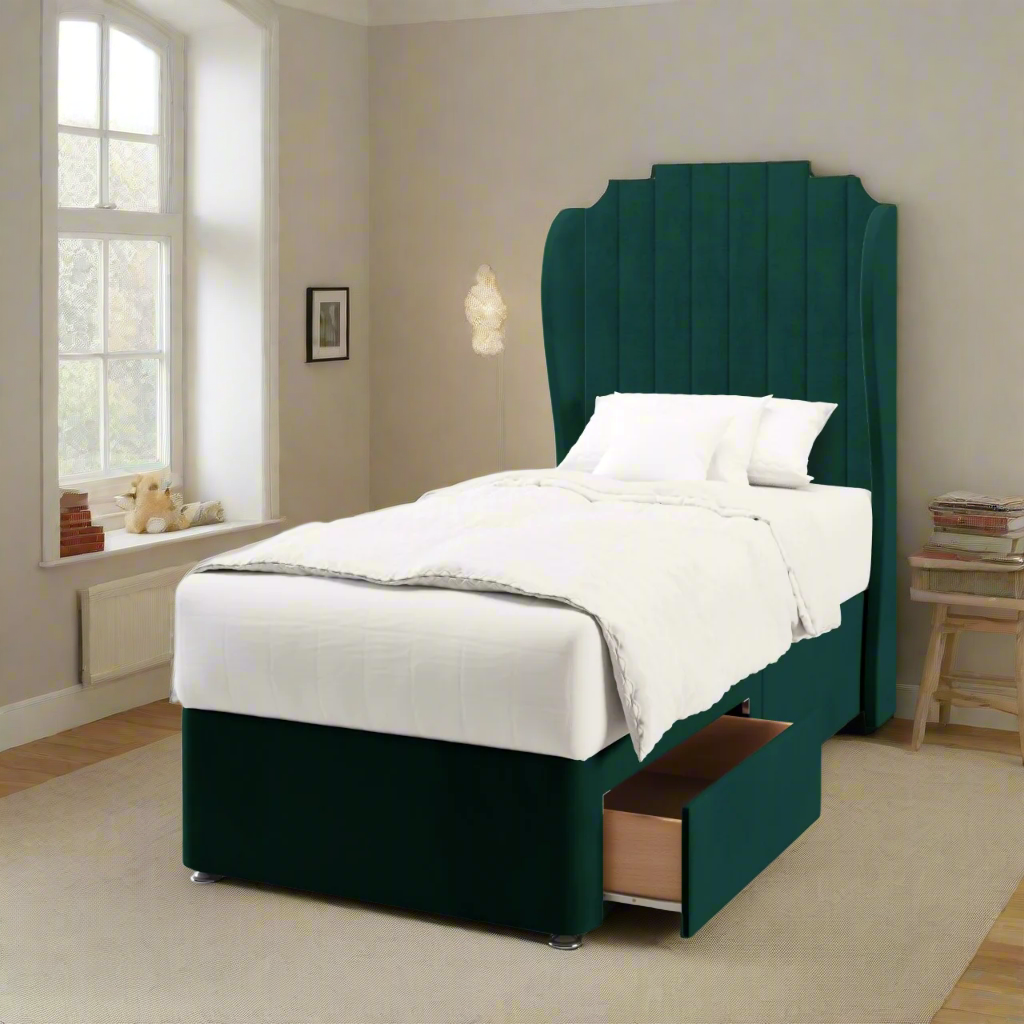 Art Deco Middle Curve Wing Headboard Divan Bed