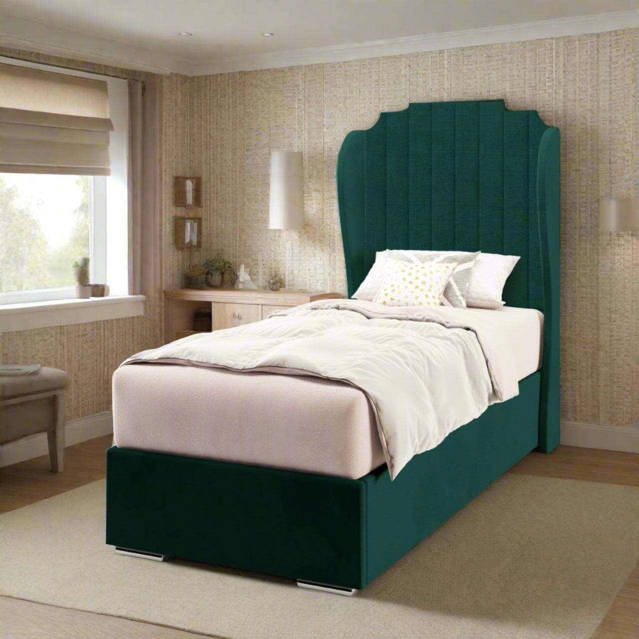 Art Deco Middle Curve Wing Headboard Frame Bed