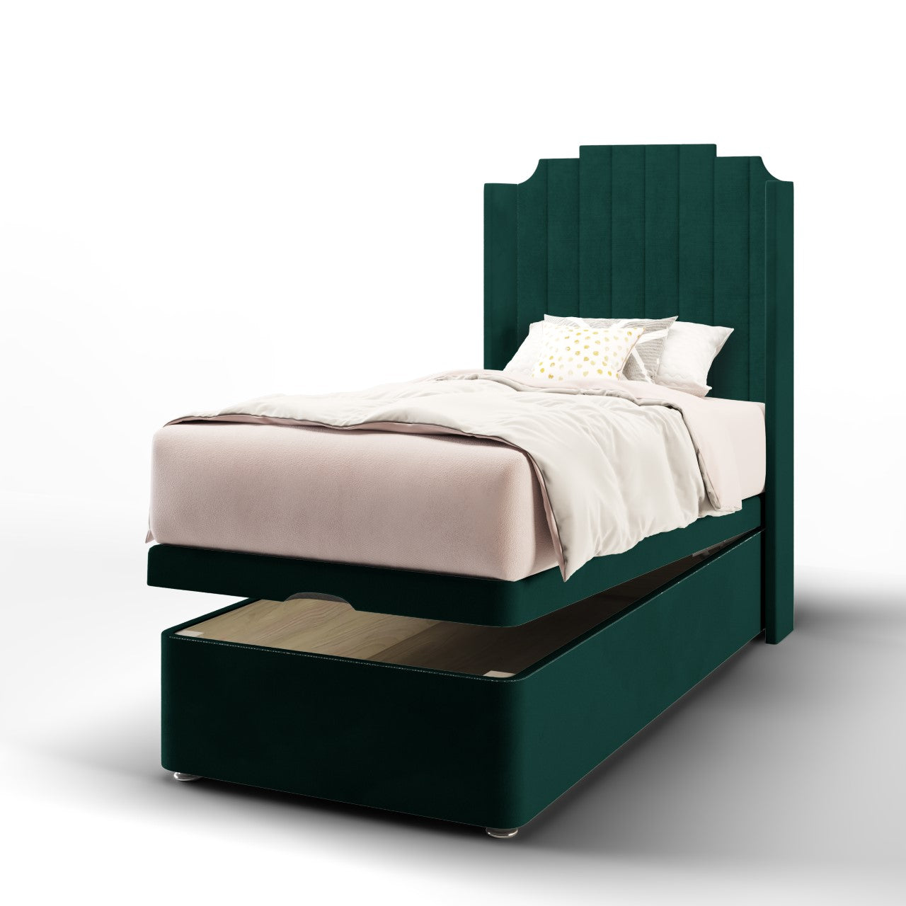 Art Deco Headboard Ottoman Storage Bed