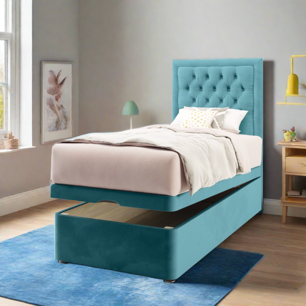 Chesterfield Border Headboard Ottoman Storage Bed