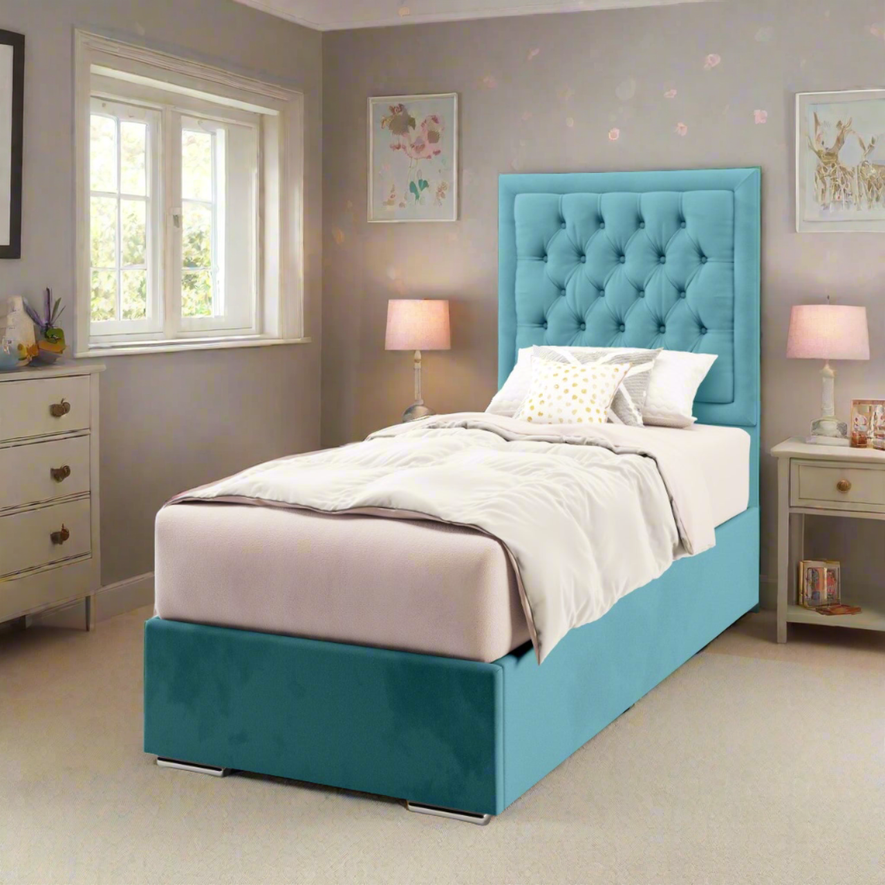 Chesterfield Border Tall Headboard Frame Bed