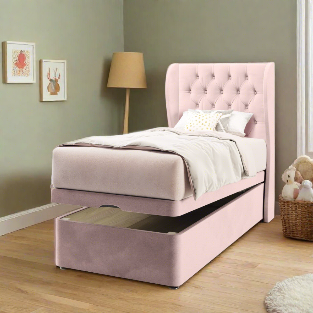 Chesterfield Headboard Ottoman Storage Bed