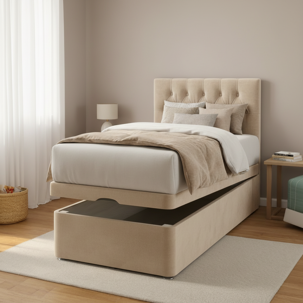 Chesterfield Headboard Ottoman Storage Bed