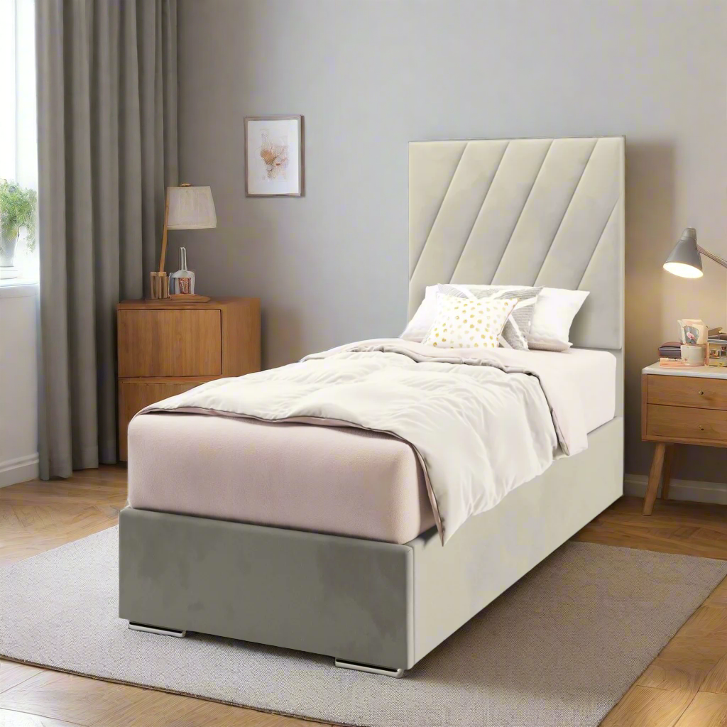 Diagonal Panels Headboard Frame Bed