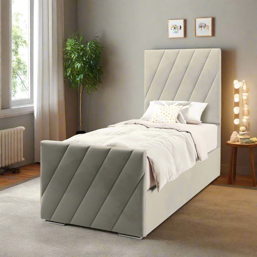 Diagonal Panels Headboard Frame Bed & Footend