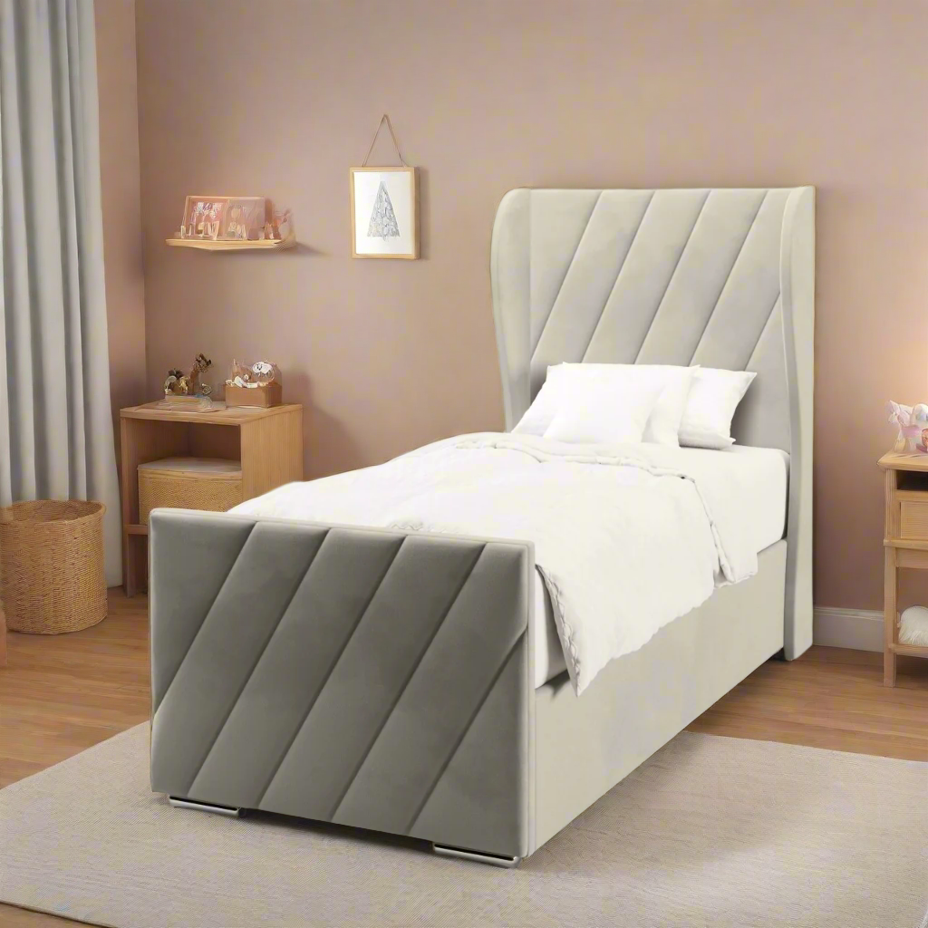 Diagonal Panels Headboard Frame Bed & Footend