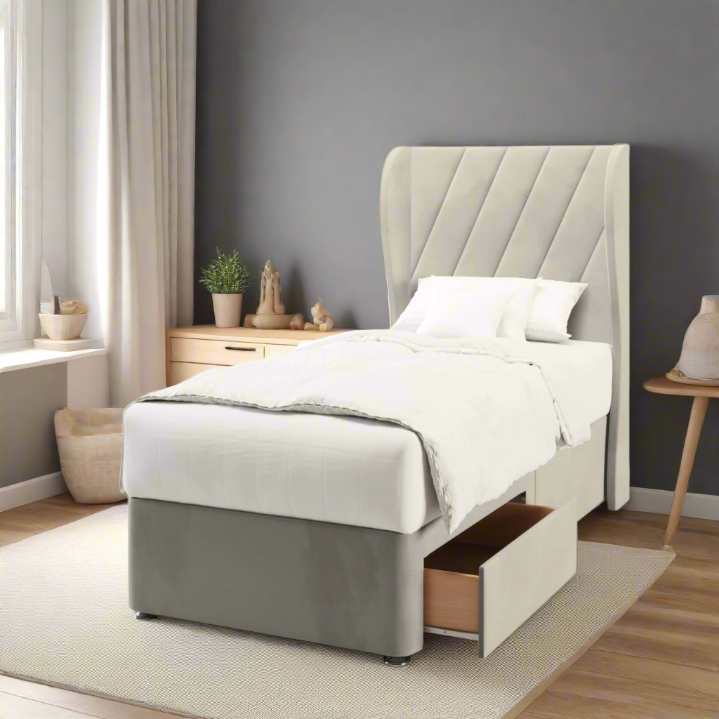 Diagonal Panels Headboard Divan Bed