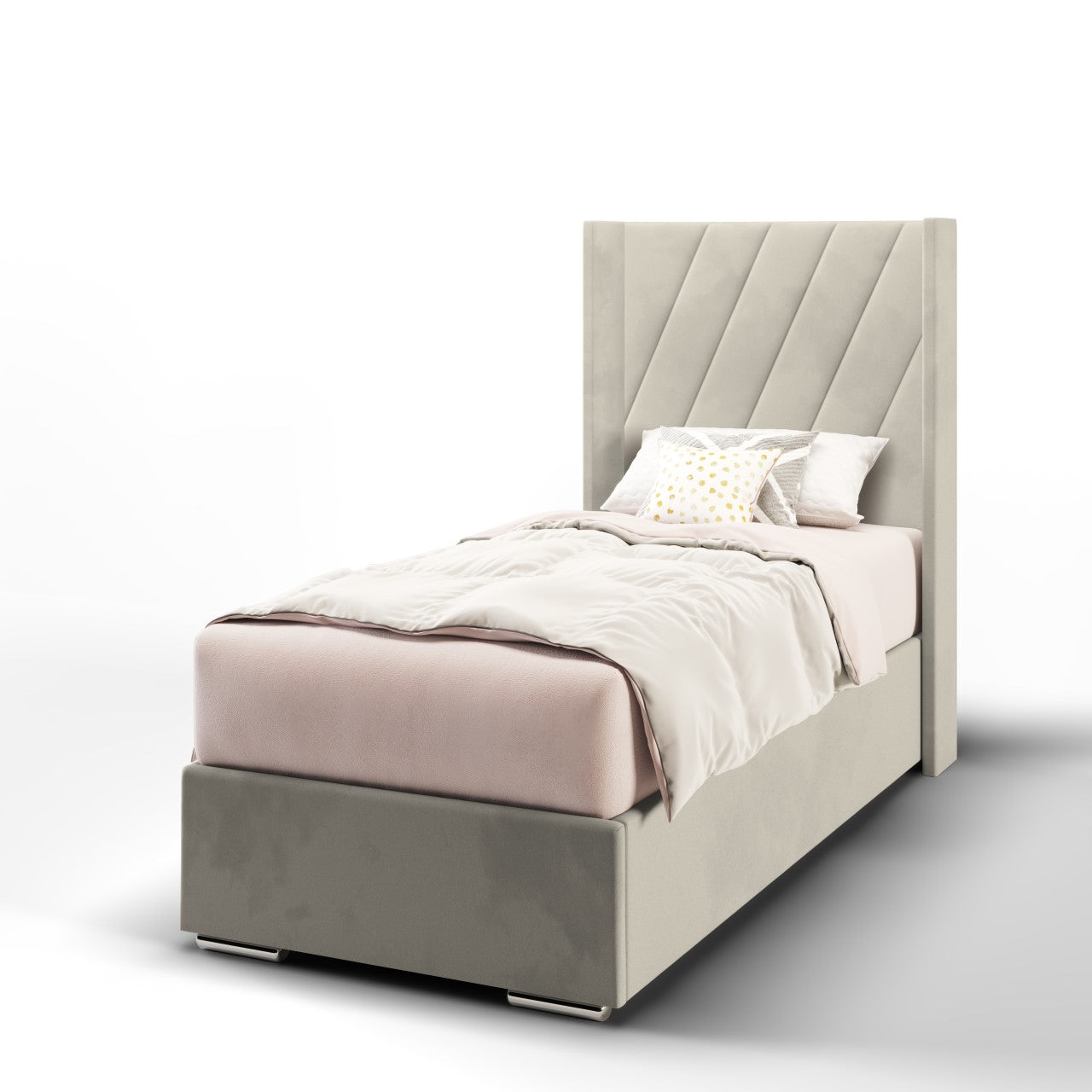 Diagonal Panels Headboard Frame Bed