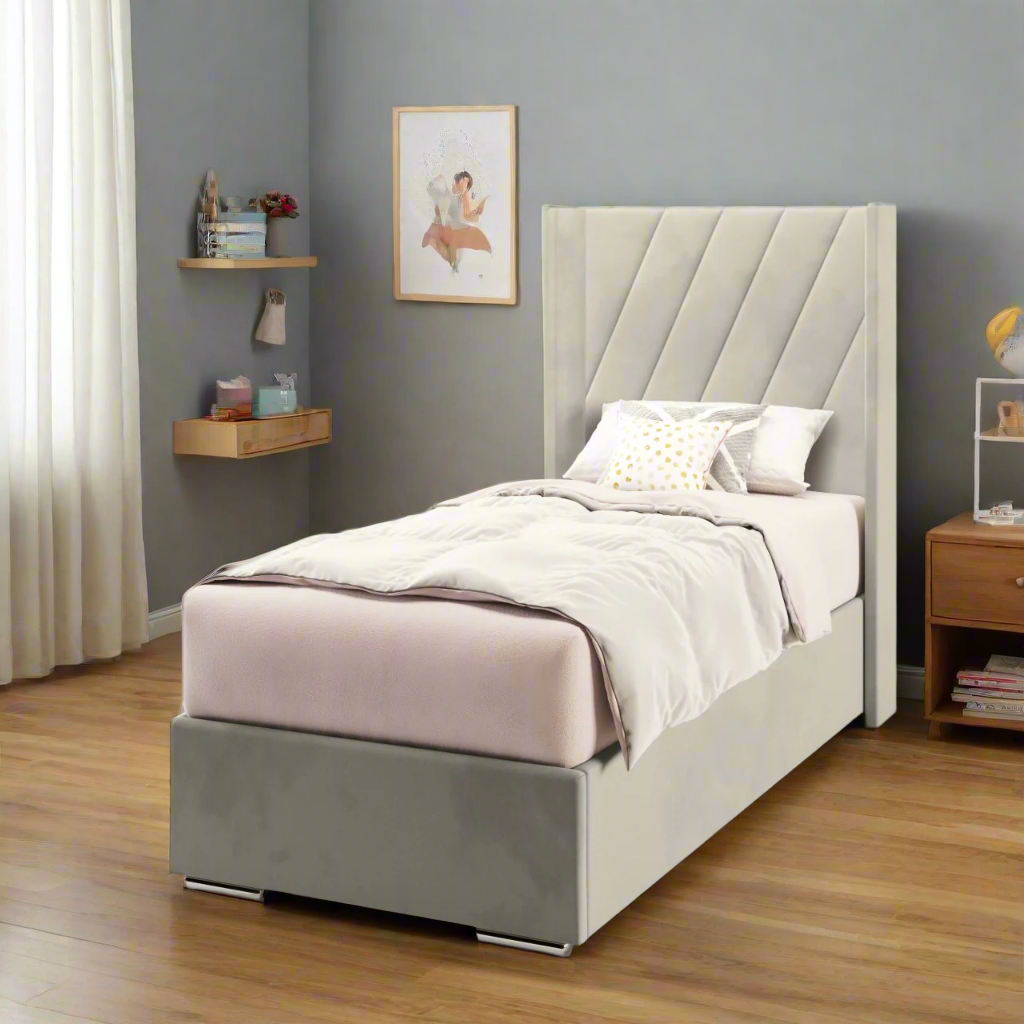 Diagonal Panels Headboard Frame Bed