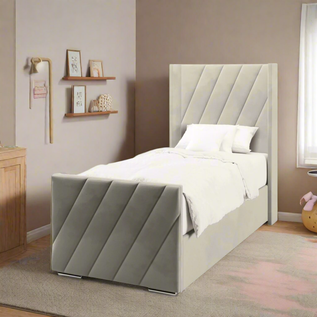 Diagonal Panels Headboard Frame Bed & Footend