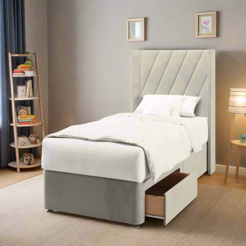 Diagonal Panels Headboard Divan Bed