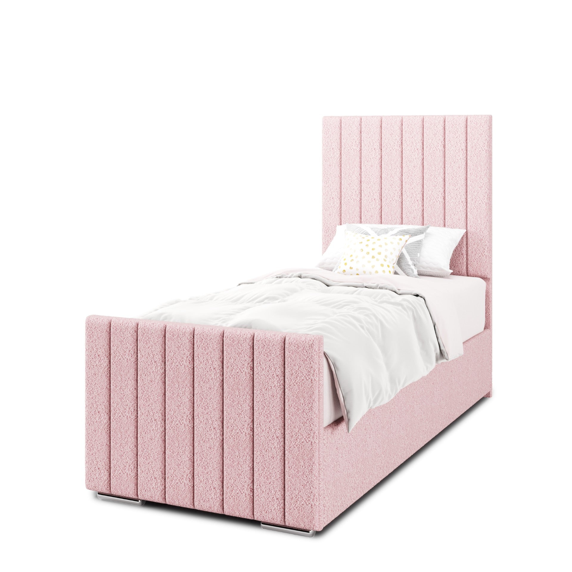 Vertical Panels Headboard Ottoman Storage Side Lift Bed & Footend