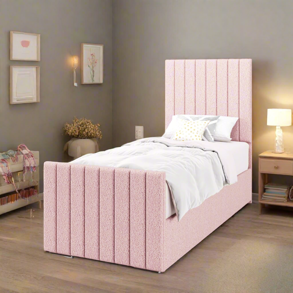 Vertical Panels Headboard Frame Bed & Footend