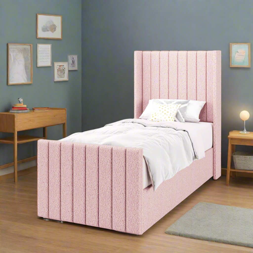Vertical Panels Headboard Frame Bed & Footend