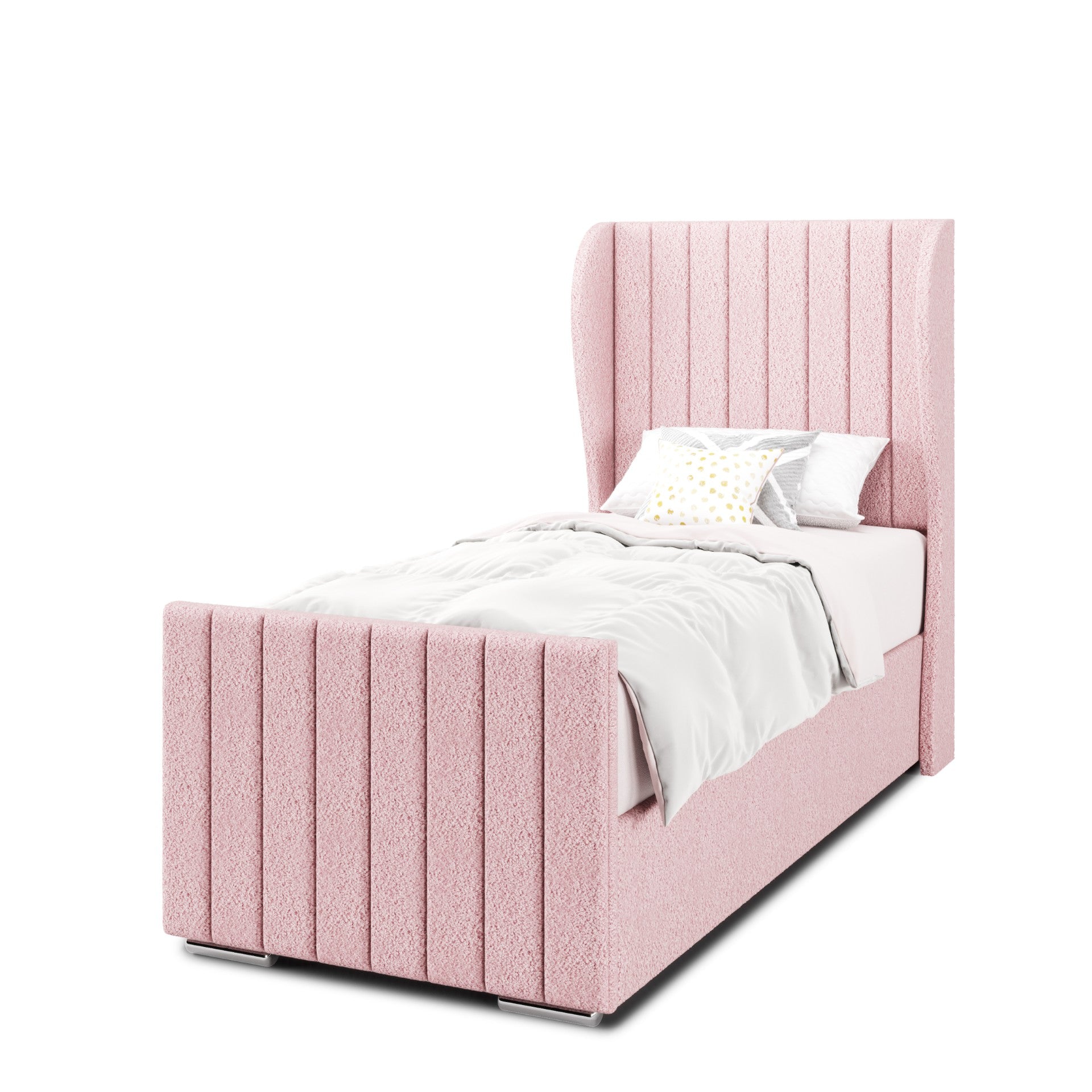 Vertical Panels Headboard Ottoman Storage Side Lift Bed & Footend