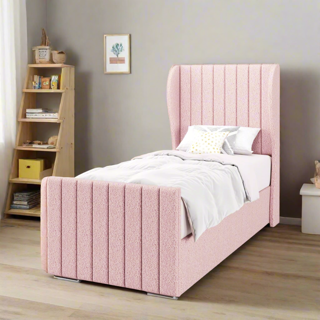 Vertical Panels Headboard Ottoman Storage Side Lift Bed & Footend