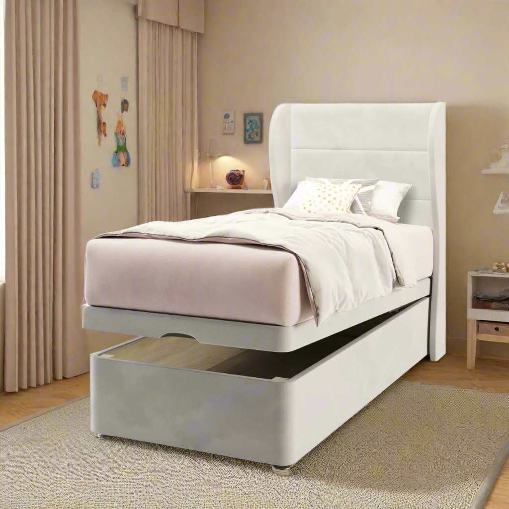 Horizontal Panels Headboard Ottoman Storage Bed