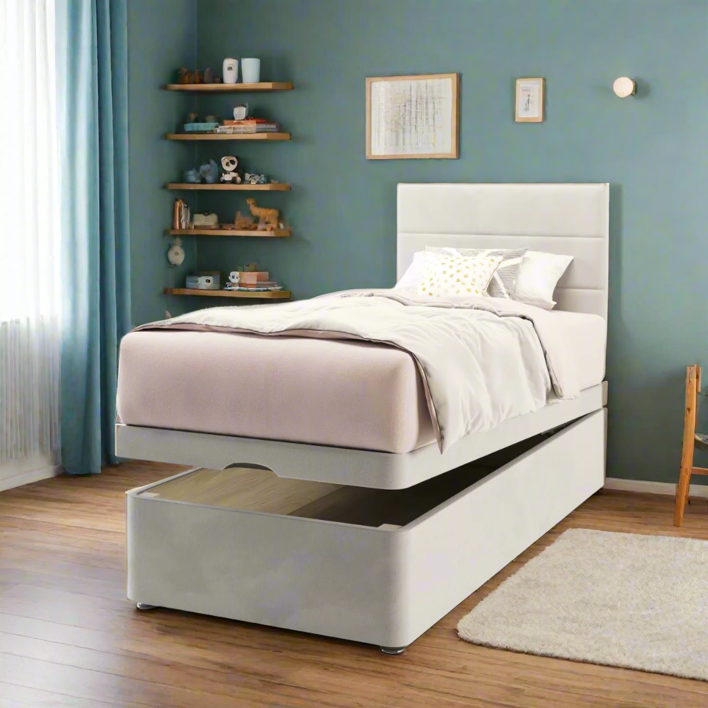 Horizontal Panels Headboard Ottoman Storage Bed