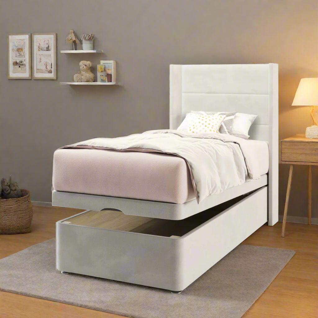 Horizontal Panels Headboard Ottoman Storage Bed