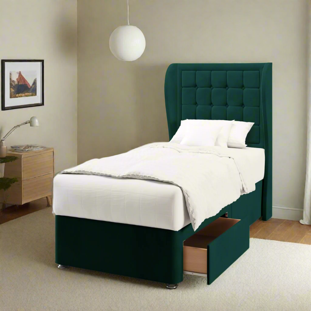 Large Cubic Border Headboard Divan Bed