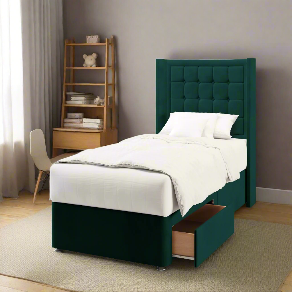 Large Cubic Border Headboard Divan Bed