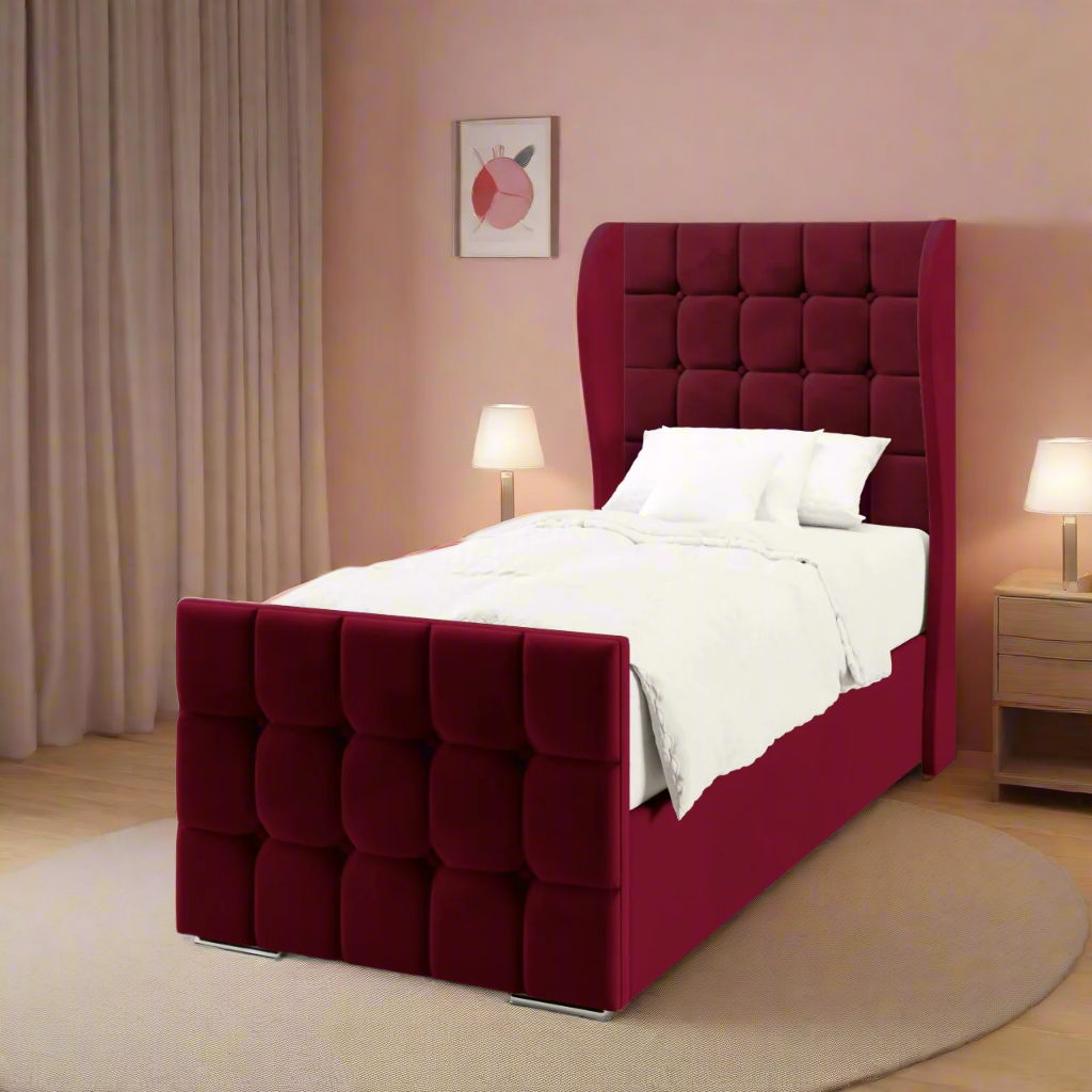 Large Cubic Headboard Frame Bed & Footend