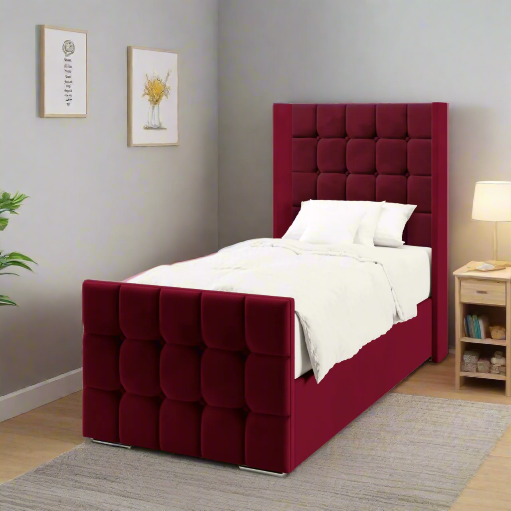 Large Cubic Headboard Frame Bed & Footend