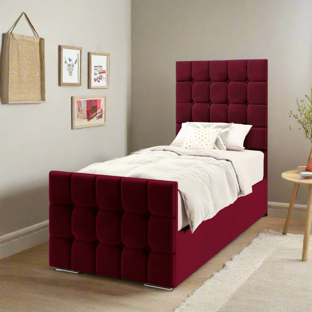 Large Cubic Headboard Frame Bed & Footend