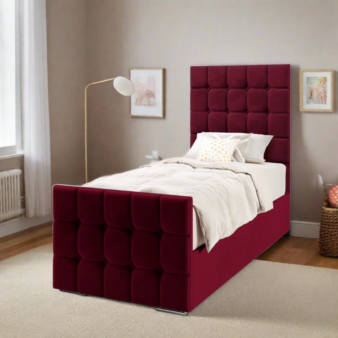 Large Cubic Headboard Ottoman Storage Side Lift Bed & Footend