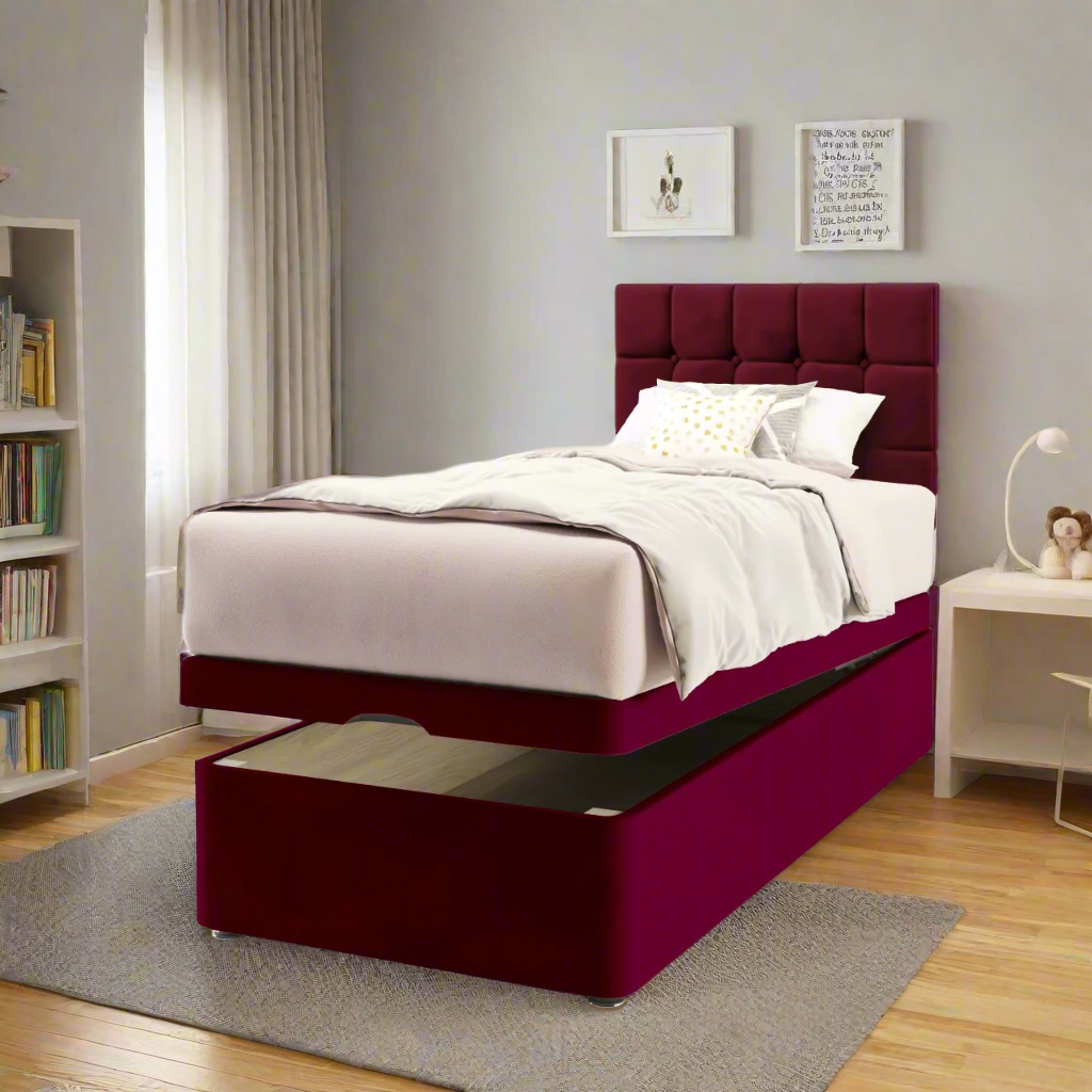 Large Cubic Headboard Ottoman Storage Bed