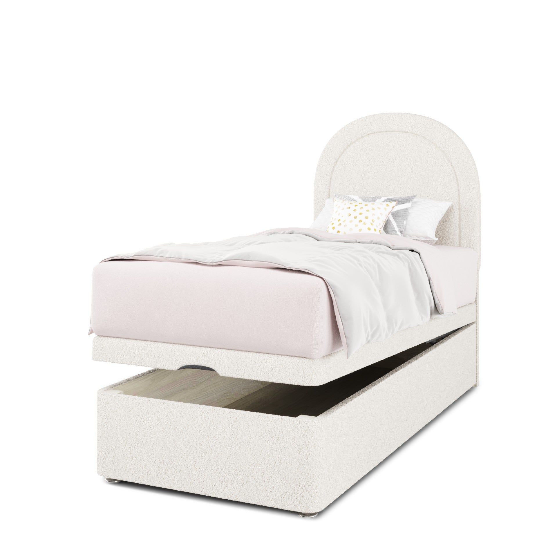 Arched Border Headboard Ottoman Storage Bed