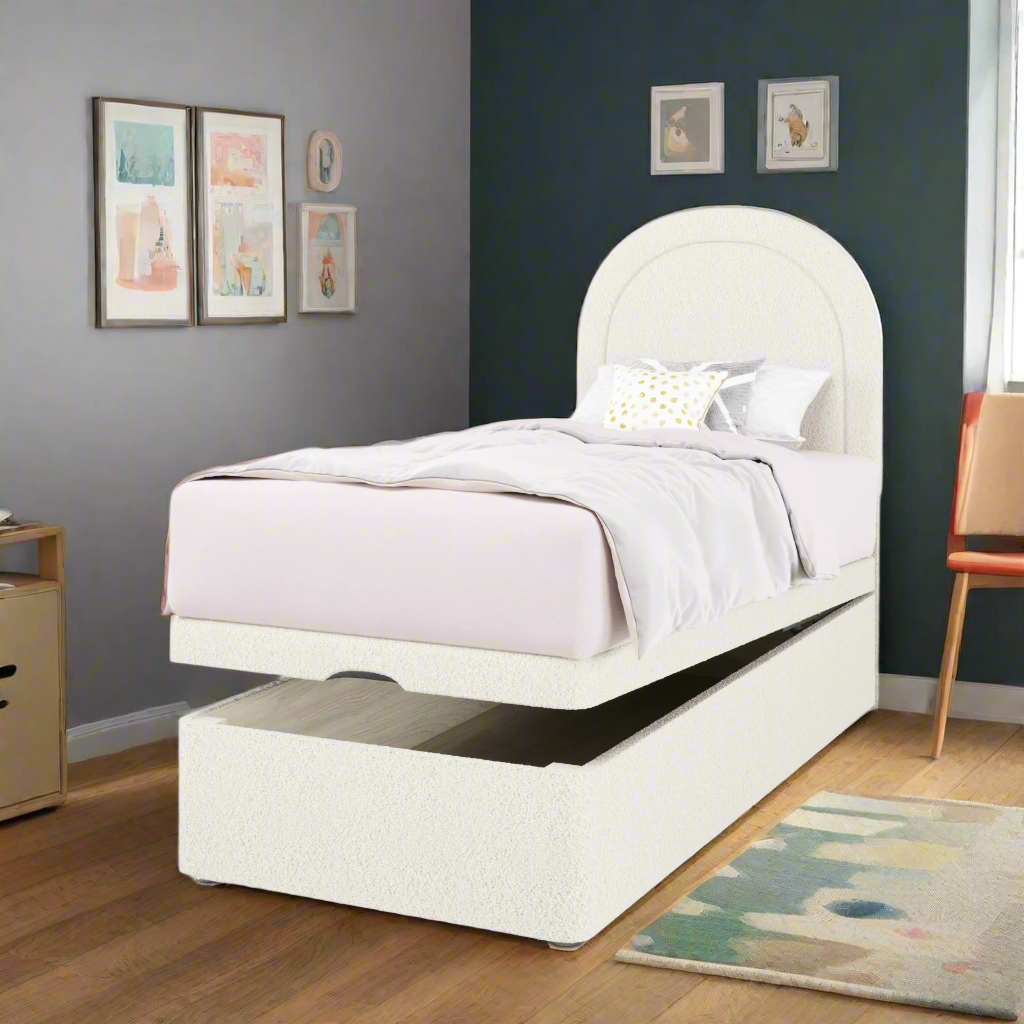 Arched Border Headboard Ottoman Storage Bed