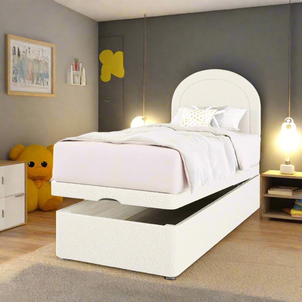 Arched Border Headboard Ottoman Storage Bed