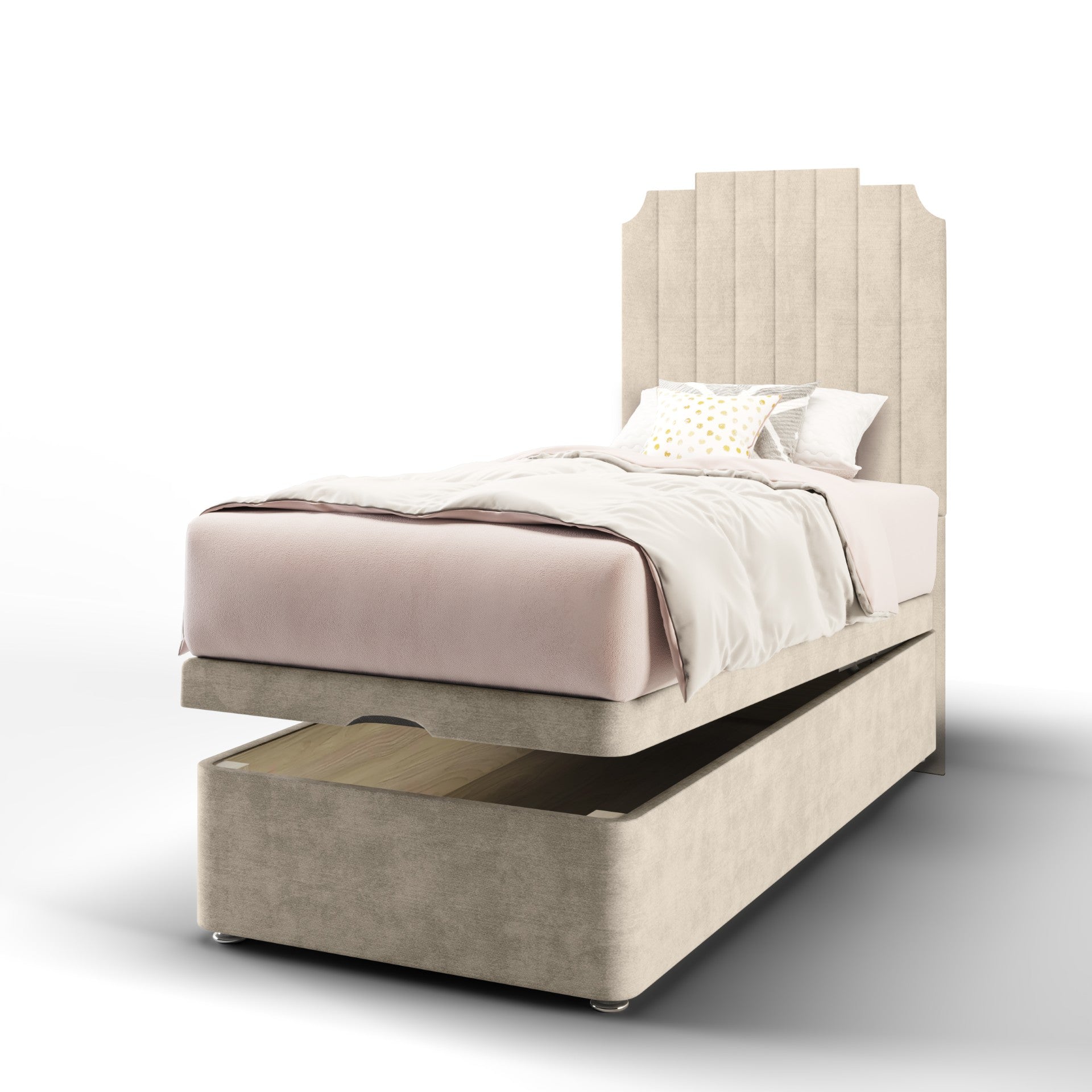 Art Deco Headboard Ottoman Storage Bed