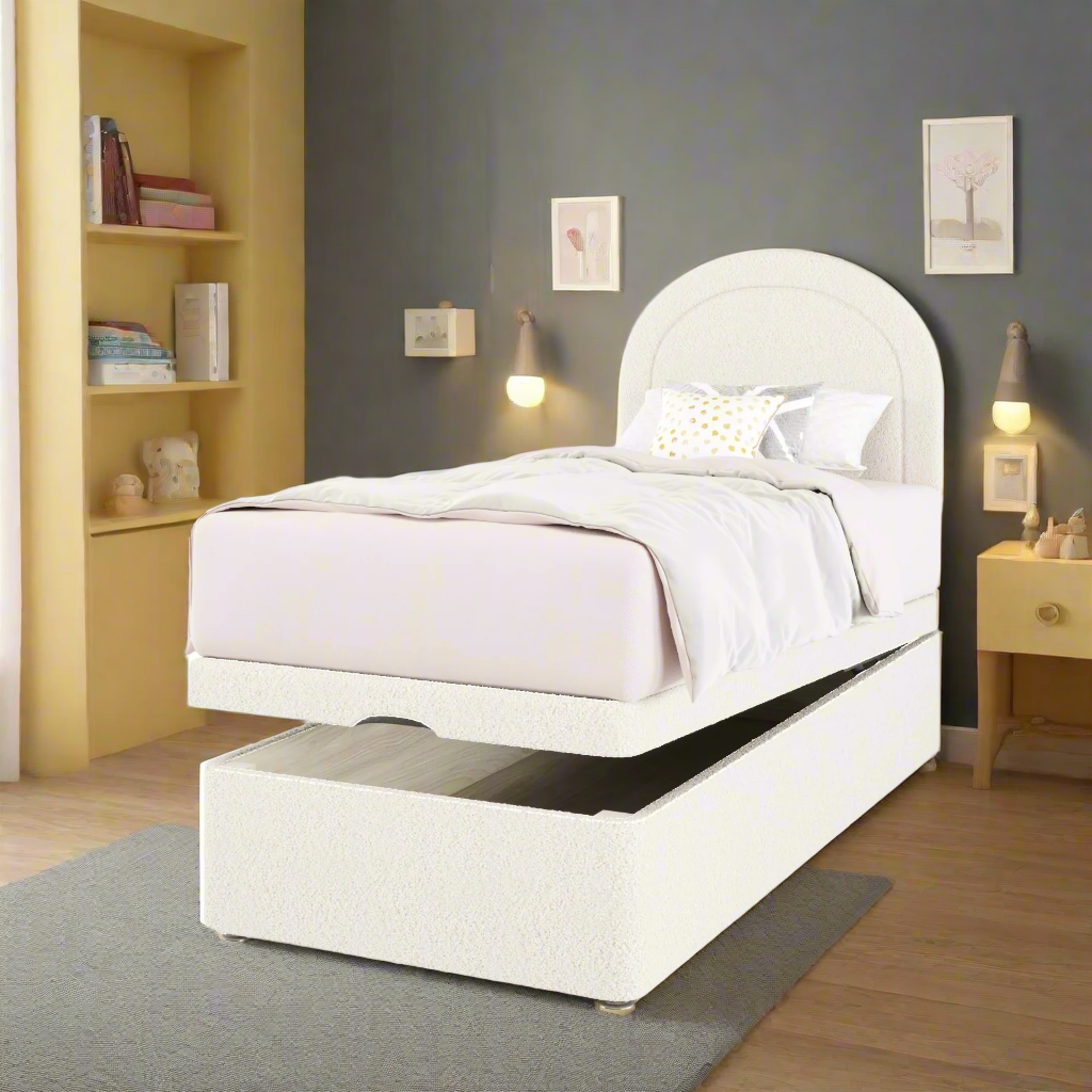 Arched Border Headboard Ottoman Storage Bed