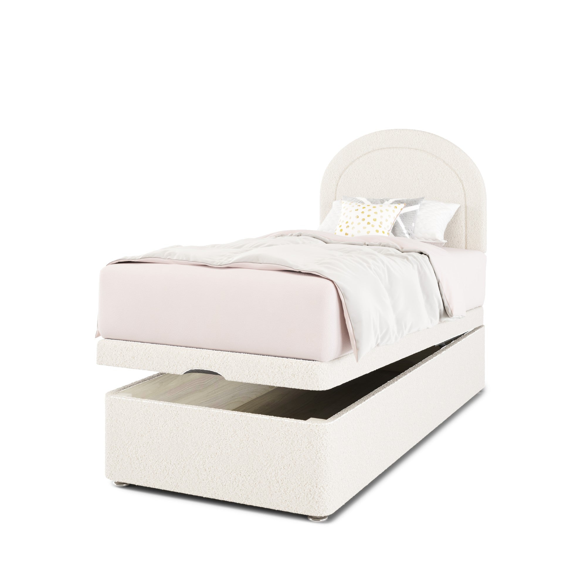 Arched Border Headboard Ottoman Storage Bed