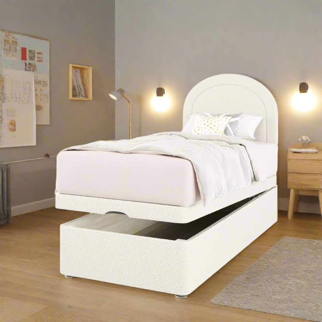Arched Border Headboard Ottoman Storage Bed