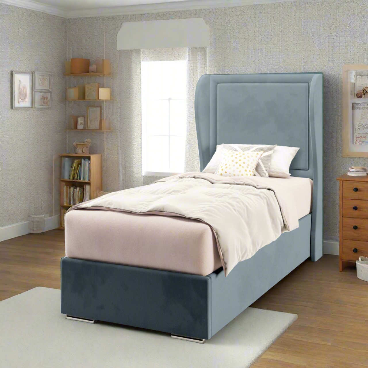 Plain Border Middle Curve Wing Headboard Frame Bed