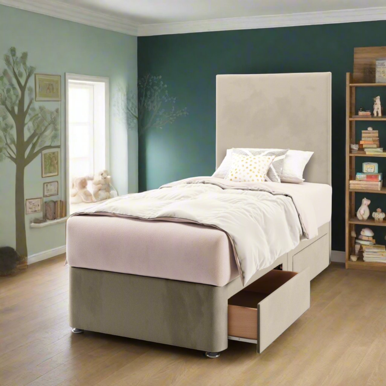 Plain Tall Headboard Divan Bed
