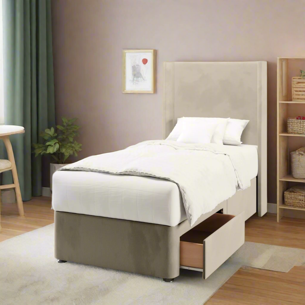 Plain Straight Wing Headboard Divan Bed