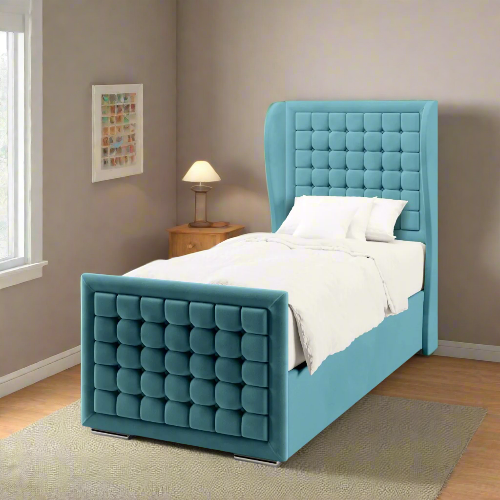 Small Cubic Border Headboard Ottoman Storage Side Lift Bed & Footend
