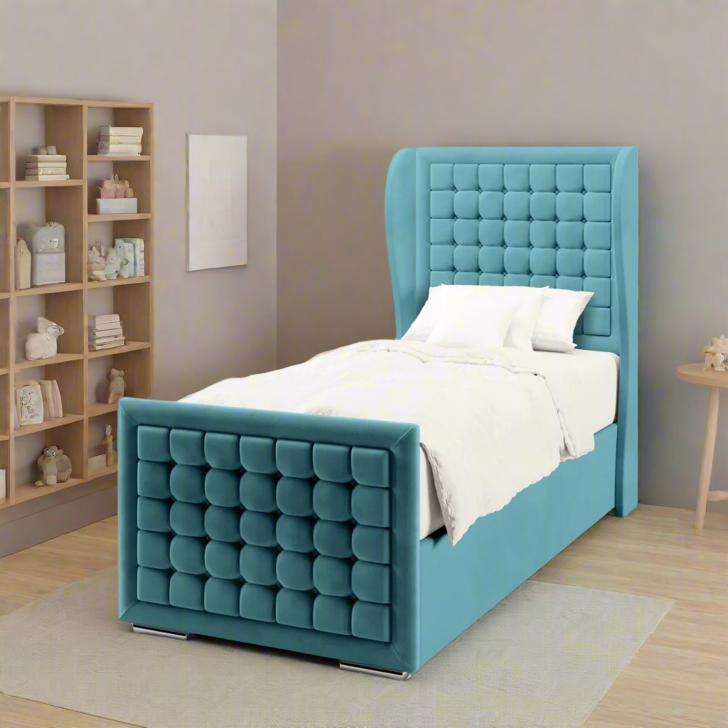 Small Cubic Border Headboard Frame Bed & Footend